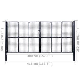 Gaaspoort 400x200 cm gegalvaniseerd staal grijs 6