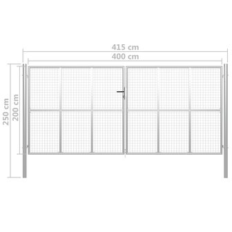 Poort 415x250 cm gegalvaniseerd staal zilverkleurig 5