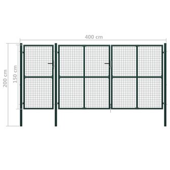 Poort 400x150 cm staal groen 5