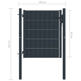 Poort 100x81 cm PVC en staal antracietkleurig 4