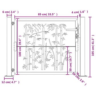 Poort met bamboe-ontwerp 105x105 cm cortenstaal 11