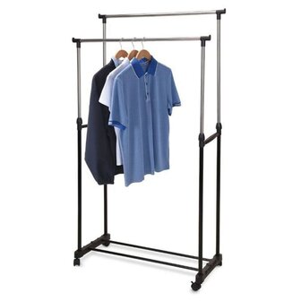 Storage solutions Kledingrek met wielen dubbel 80x42x(90-160) cm 1