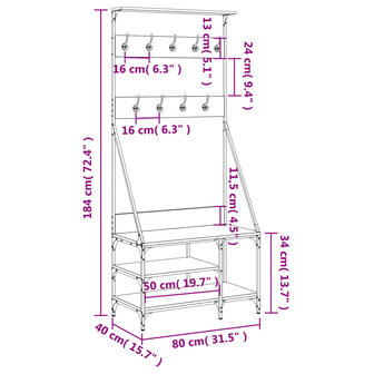 Kledingrek met schoenenrek 80x40x184 cm zwart 9