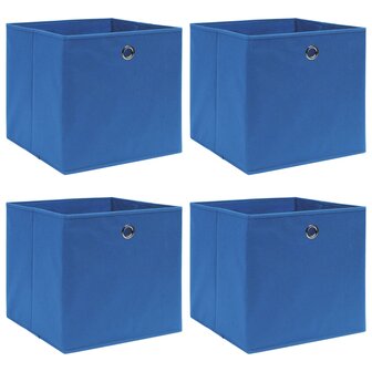 Opbergboxen 4 st 32x32x32 cm stof blauw 1