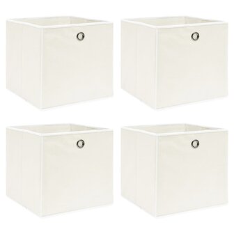 Opbergboxen 4 st 32x32x32 cm stof wit 1