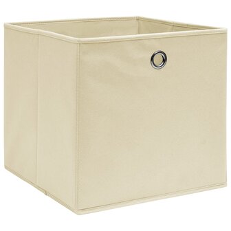 Opbergboxen 4 st 32x32x32 cm stof cr&egrave;mekleurig 2