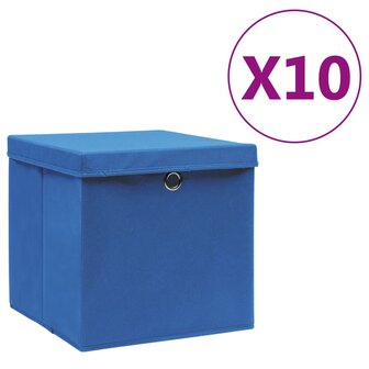 Opbergboxen met deksel 4 st 28x28x28 cm blauw 1