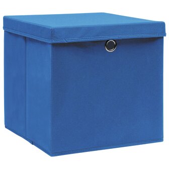 Opbergboxen met deksel 4 st 28x28x28 cm blauw 2