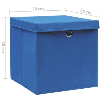 Opbergboxen met deksel 4 st 28x28x28 cm blauw 6