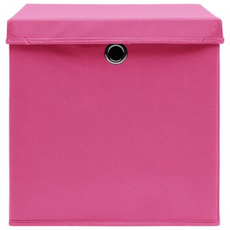 Opbergboxen met deksel 4 st 28x28x28 cm roze 4