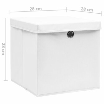 Opbergboxen met deksel 10 st 28x28x28 cm wit 6