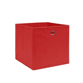 Opbergboxen 4 st 28x28x28 cm nonwoven stof rood 2