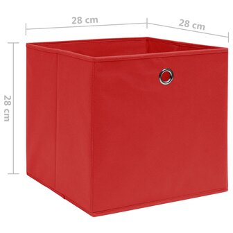 Opbergboxen 4 st 28x28x28 cm nonwoven stof rood 6