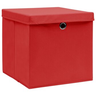 Opbergboxen met deksel 10 st 28x28x28 cm rood 3