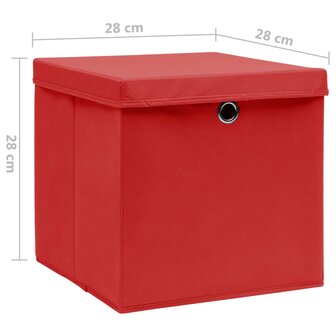 Opbergboxen met deksel 10 st 28x28x28 cm rood 7