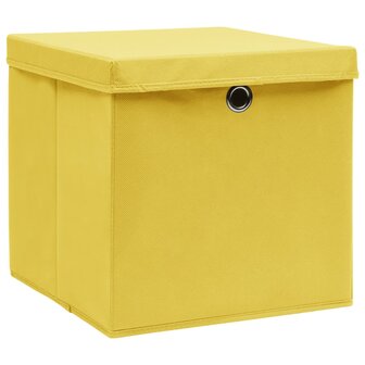 Opbergboxen met deksel 10 st 28x28x28 cm geel 2