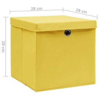 Opbergboxen met deksel 10 st 28x28x28 cm geel 6