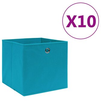 Opbergboxen 10 st 28x28x28 cm nonwoven stof babyblauw 1