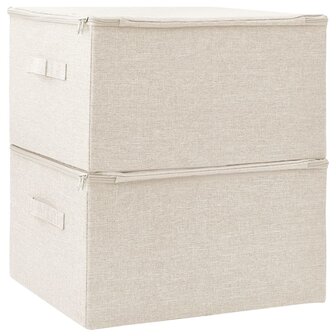 Opbergboxen 2 st 43x34x23 cm stof cr&egrave;mekleurig 4