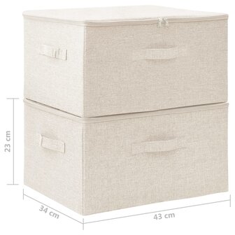 Opbergboxen 2 st 43x34x23 cm stof cr&egrave;mekleurig 11