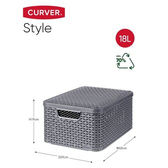 Curver Opbergbox Style met deksel M 18 L metallic zilverkleurig 5