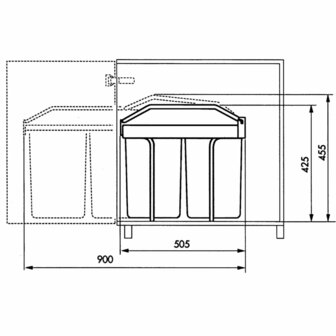 Hailo Inbouw afvalemmer Multi-Box Duo maat L 2x14 L cr&egrave;me 3659-001 10