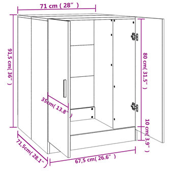 Wasmachinekast 71x71,5x91,5 cm grijs sonoma eikenkleurig 8