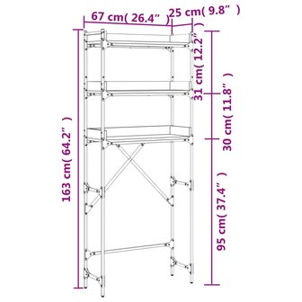 Wasmachinerek 67x25x163 cm bewerkt hout gerookt eikenkleurig 11