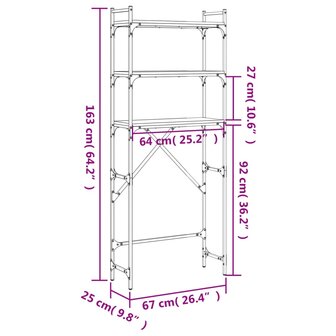 Wasmachinerek 67x25x163 cm bewerkt hout sonoma eikenkleurig 11