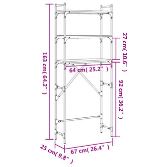 Wasmachinerek 67x25x163 cm bewerkt hout gerookt eikenkleurig 11