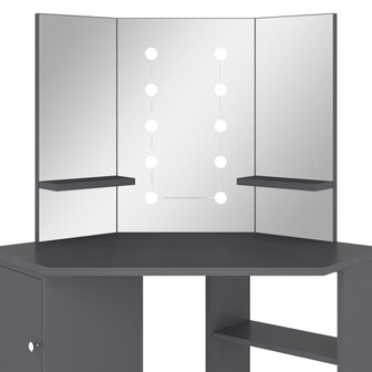 Hoekkaptafel met LED 111x54x141,5 cm grijs 7