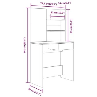 Kaptafel met spiegel 74,5x40x141 cm grijs sonoma eikenkleurig 9