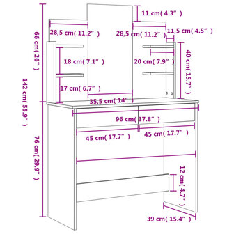 Kaptafel met spiegel 96x39x142 cm zwart 9