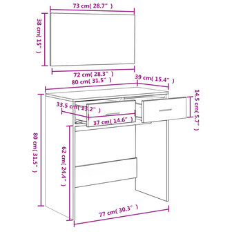 Kaptafel met spiegel 80x39x80 cm zwart 10