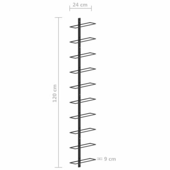 Wijnrek voor 10 flessen wandmontage metaal zwart 6