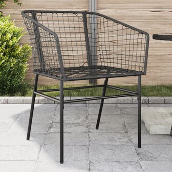 Tuinstoelen 2 st poly rattan zwart 1