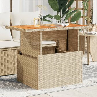 Tuintafel 100x55x73 cm poly rattan en acaciahout beige 1