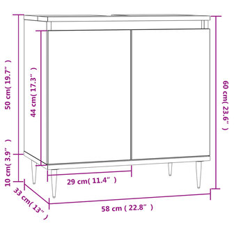 Badkamerkast 58x33x60 cm bewerkt hout hoogglans wit 10