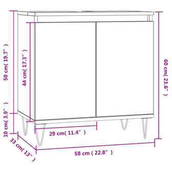 Badkamerkast 58x33x60 cm bewerkt hout wit 10