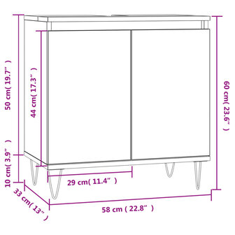 Badkamerkast 58x33x60 cm bewerkt hout gerookt eikenkleurig 10