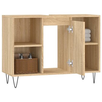 Badkamerkast 80x33x60 cm bewerkt hout sonoma eikenkleurig 4