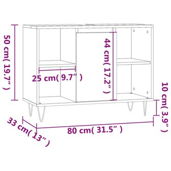 Badkamerkast 80x33x60 cm bewerkt hout betongrijs 12