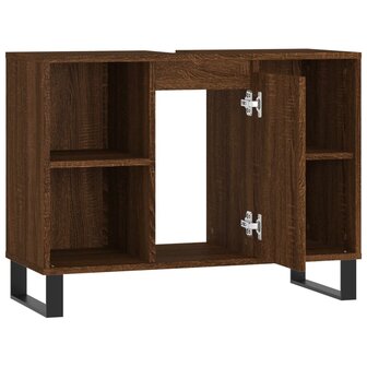 Badkamerkast 80x33x60 cm bewerkt hout bruin eikenkleur 5