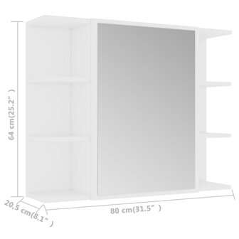 Badkamerspiegelkast 80x20,5x64 cm bewerkt hout wit 10