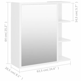 Badkamerspiegelkast 62,5x20,5x64 cm bewerkt hout wit 10