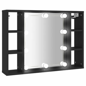 Spiegelkast met LED-verlichting 76x15x55 cm zwart 2