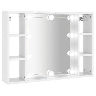 Spiegelkast met LED-verlichting 76x15x55 cm hoogglans wit 2