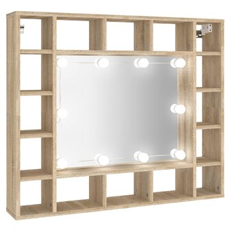 Spiegelkast met LED-verlichting 91x15x76,5 cm sonoma eikenkleur 2