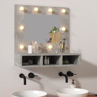 Spiegelkast met LED-verlichting 60x31,5x62 cm betongrijs 1