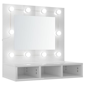 Spiegelkast met LED-verlichting 60x31,5x62 cm hoogglans wit 2